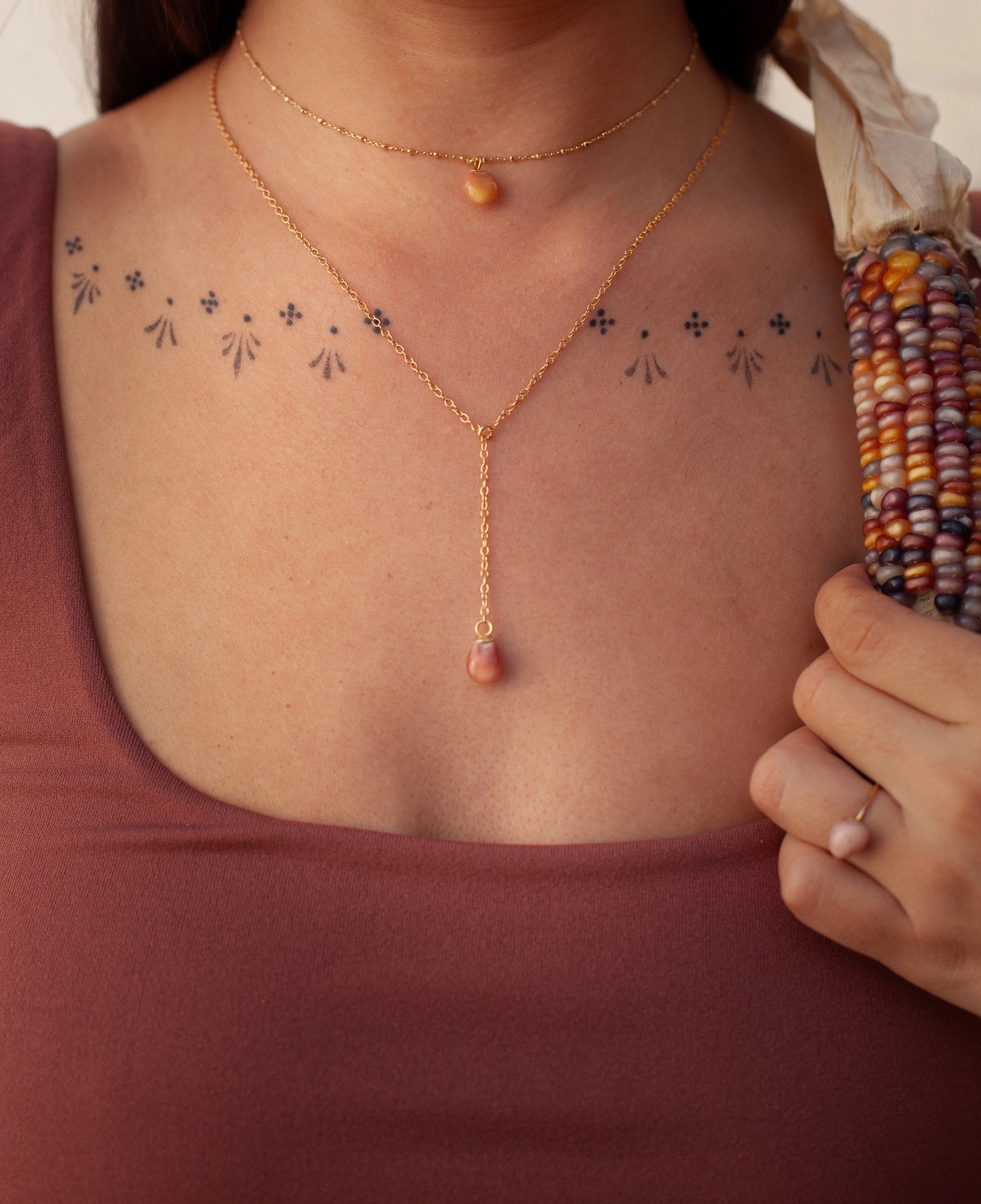 Adjustable Lariat ~ Champagne Rainbows