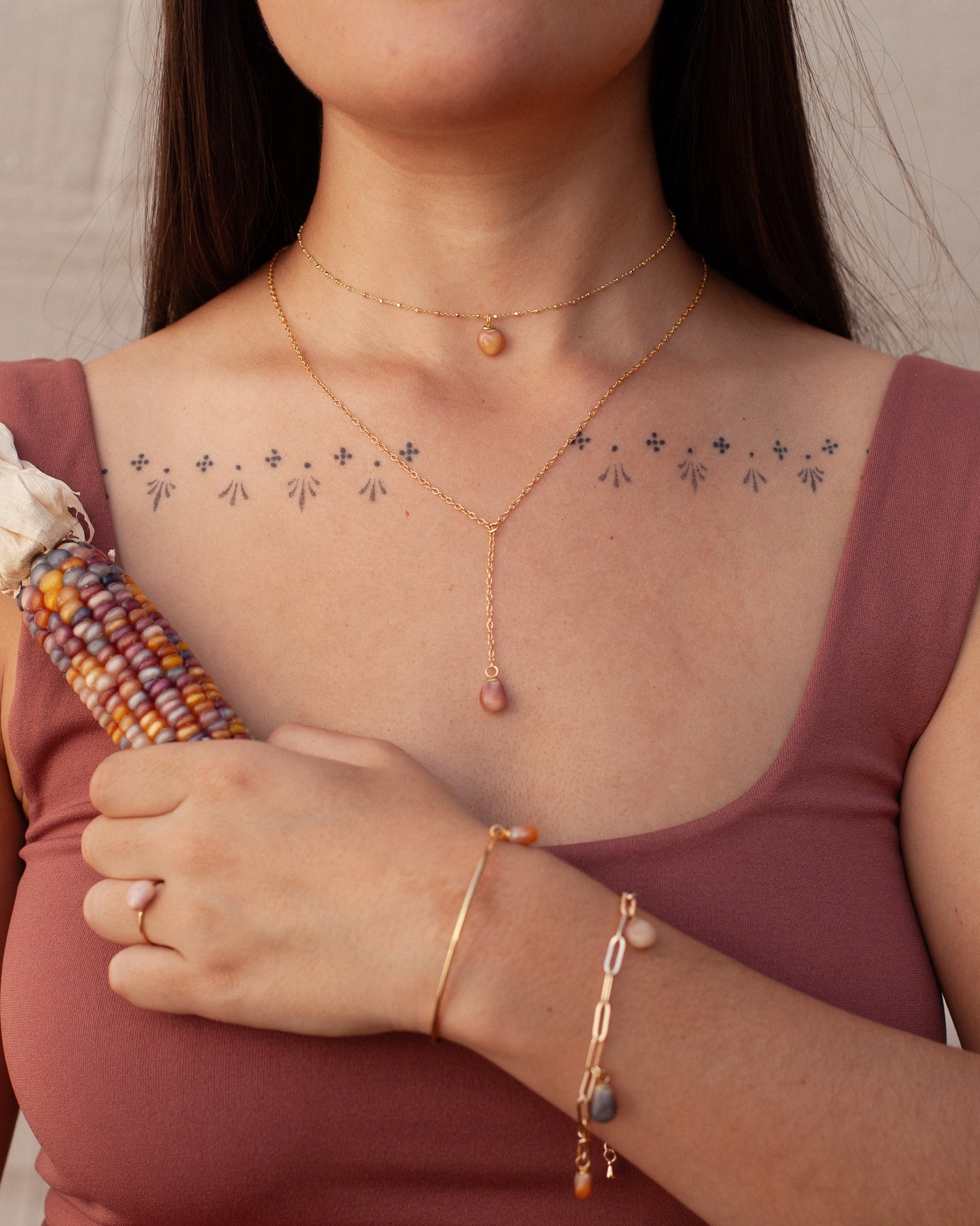Adjustable Lariat ~ Champagne Rainbows