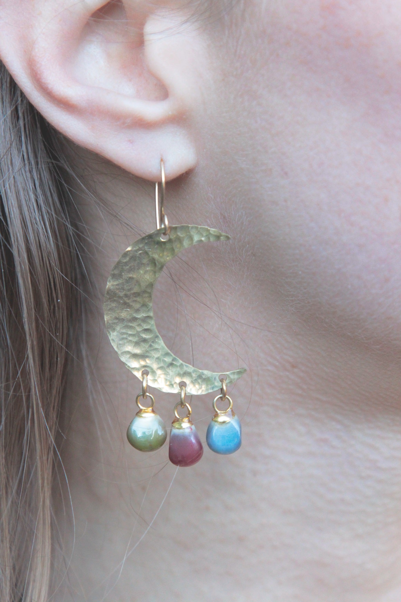 Aurora Crescent Moon Earring